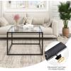 imageGiantex 275quot Square Coffee Table  Tempered Glass Center Table wBottom Storage Shelf ampamp Metal Frame Modern Accent Table for Small Space Living Room Home Office 2Tier TransparentTransparent