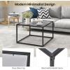 imageGiantex 275quot Square Coffee Table  Tempered Glass Center Table wBottom Storage Shelf ampamp Metal Frame Modern Accent Table for Small Space Living Room Home Office 2Tier TransparentGrey