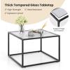 imageGiantex 275quot Square Coffee Table  Tempered Glass Center Table wBottom Storage Shelf ampamp Metal Frame Modern Accent Table for Small Space Living Room Home Office 2Tier TransparentGrey