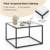 imageGiantex 275quot Square Coffee Table  Tempered Glass Center Table wBottom Storage Shelf ampamp Metal Frame Modern Accent Table for Small Space Living Room Home Office 2Tier TransparentTransparent