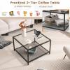 imageGiantex 275quot Square Coffee Table  Tempered Glass Center Table wBottom Storage Shelf ampamp Metal Frame Modern Accent Table for Small Space Living Room Home Office 2Tier TransparentTransparent