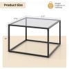 imageGiantex 275quot Square Coffee Table  Tempered Glass Center Table wBottom Storage Shelf ampamp Metal Frame Modern Accent Table for Small Space Living Room Home Office 2Tier TransparentGrey