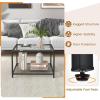 imageGiantex 275quot Square Coffee Table  Tempered Glass Center Table wBottom Storage Shelf ampamp Metal Frame Modern Accent Table for Small Space Living Room Home Office 2Tier TransparentTransparent