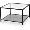 imageGiantex 275quot Square Coffee Table  Tempered Glass Center Table wBottom Storage Shelf ampamp Metal Frame Modern Accent Table for Small Space Living Room Home Office 2Tier TransparentTransparent
