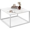 imageGiantex 275quot Square Coffee Table  Tempered Glass Center Table wBottom Storage Shelf ampamp Metal Frame Modern Accent Table for Small Space Living Room Home Office 2Tier TransparentWhite