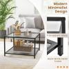 imageGiantex 275quot Square Coffee Table  Tempered Glass Center Table wBottom Storage Shelf ampamp Metal Frame Modern Accent Table for Small Space Living Room Home Office 2Tier TransparentTransparent