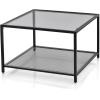 imageGiantex 275quot Square Coffee Table  Tempered Glass Center Table wBottom Storage Shelf ampamp Metal Frame Modern Accent Table for Small Space Living Room Home Office 2Tier TransparentGrey