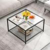 imageGiantex 275quot Square Coffee Table  Tempered Glass Center Table wBottom Storage Shelf ampamp Metal Frame Modern Accent Table for Small Space Living Room Home Office 2Tier TransparentTransparent