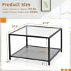 imageGiantex 275quot Square Coffee Table  Tempered Glass Center Table wBottom Storage Shelf ampamp Metal Frame Modern Accent Table for Small Space Living Room Home Office 2Tier TransparentTransparent