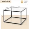 imageGiantex 275quot Square Coffee Table  Tempered Glass Center Table wBottom Storage Shelf ampamp Metal Frame Modern Accent Table for Small Space Living Room Home Office 2Tier TransparentTransparent