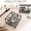 imageGiantex 275quot Square Coffee Table  Tempered Glass Center Table wBottom Storage Shelf ampamp Metal Frame Modern Accent Table for Small Space Living Room Home Office 2Tier TransparentGrey