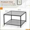 imageGiantex 275quot Square Coffee Table  Tempered Glass Center Table wBottom Storage Shelf ampamp Metal Frame Modern Accent Table for Small Space Living Room Home Office 2Tier TransparentGrey