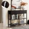 imageGiantex 2Tier Console Table with Drawers Wood Entryway Table with 2 Drawers ampamp Open Storage Shelf for Living Room Entryway Easy Assembly Rectangular Accent Table NaturalEspresso