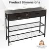 imageGiantex 2Tier Console Table with Drawers Wood Entryway Table with 2 Drawers ampamp Open Storage Shelf for Living Room Entryway Easy Assembly Rectangular Accent Table NaturalEspresso