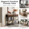 imageGiantex 2Tier Console Table with Drawers Wood Entryway Table with 2 Drawers ampamp Open Storage Shelf for Living Room Entryway Easy Assembly Rectangular Accent Table NaturalBrown