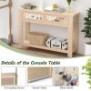 imageGiantex 2Tier Console Table with Drawers Wood Entryway Table with 2 Drawers ampamp Open Storage Shelf for Living Room Entryway Easy Assembly Rectangular Accent Table NaturalNatural