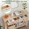 imageGiantex 2Tier Console Table with Drawers Wood Entryway Table with 2 Drawers ampamp Open Storage Shelf for Living Room Entryway Easy Assembly Rectangular Accent Table NaturalNatural