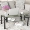 imageGiantex 2Tier Glass Coffee Table  Center Table with Tempered Glass Top ampamp Open Shelf Rectangular Cocktail Table with Metal Frame Accent Table for Living Room Reception Room Office
