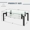 imageGiantex 2Tier Glass Coffee Table  Center Table with Tempered Glass Top ampamp Open Shelf Rectangular Cocktail Table with Metal Frame Accent Table for Living Room Reception Room Office