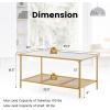 imageGiantex 2Tier Modern Coffee Table 355L Rectangular Tea Table with Tempered Glass Top Storage Shelf ampamp Metal Frame Center Table for Living Room ampamp Reception Room Gold