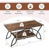 imageGiantex 2Tier Rectangular Coffee Table Wood Grain Table with Open Storage Shelf Black Finished Metal Frame Industrial Center Table for Living Room Reception Room CoffeeCoffee