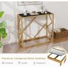 imageGiantex 315quot Gold Entryway Console Table  Narrow Sofa Side Table wMetal Frame ampamp Tempered Glass Top Modern Foyer Table wFoot Pads Home Long Display Table for Living Room Hallway Entry Table