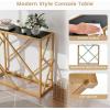 imageGiantex 315quot Gold Entryway Console Table  Narrow Sofa Side Table wMetal Frame ampamp Tempered Glass Top Modern Foyer Table wFoot Pads Home Long Display Table for Living Room Hallway Entry Table
