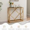 imageGiantex 315quot Gold Entryway Console Table  Narrow Sofa Side Table wMetal Frame ampamp Tempered Glass Top Modern Foyer Table wFoot Pads Home Long Display Table for Living Room Hallway Entry Table