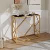 imageGiantex 315quot Gold Entryway Console Table  Narrow Sofa Side Table wMetal Frame ampamp Tempered Glass Top Modern Foyer Table wFoot Pads Home Long Display Table for Living Room Hallway Entry Table