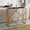 imageGiantex 315quot Gold Entryway Console Table  Narrow Sofa Side Table wMetal Frame ampamp Tempered Glass Top Modern Foyer Table wFoot Pads Home Long Display Table for Living Room Hallway Entry Table
