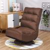 imageGiantex 360 Degree Swivel Floor Chair Folding Floor Gaming Chair with 6 Positions Adjustable Lazy Sofa Lounge Chair wTufted Back Support Video Gaming Chair for Reading TV Watching BrownBrown