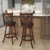 imageGiantex 360 Swivel Barstools Set of 2 29quot Bar Height Bar Chairs with Back ampamp Footrest Upholstered Bar Stools with Rubber Wood Frame Suitable for Home Bar Kitchen Counter Espresso2