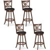imageGiantex 360 Swivel Barstools Set of 2 29quot Bar Height Bar Chairs with Back ampamp Footrest Upholstered Bar Stools with Rubber Wood Frame Suitable for Home Bar Kitchen Counter Espresso2