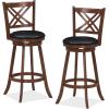 imageGiantex 360 Swivel Barstools Set of 2 29quot Bar Height Bar Chairs with Back ampamp Footrest Upholstered Bar Stools with Rubber Wood Frame Suitable for Home Bar Kitchen Counter Espresso1