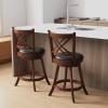 imageGiantex 360 Swivel Barstools Set of 2 29quot Bar Height Bar Chairs with Back ampamp Footrest Upholstered Bar Stools with Rubber Wood Frame Suitable for Home Bar Kitchen Counter Espresso1