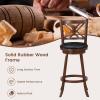 imageGiantex 360 Swivel Barstools Set of 2 29quot Bar Height Bar Chairs with Back ampamp Footrest Upholstered Bar Stools with Rubber Wood Frame Suitable for Home Bar Kitchen Counter Espresso2