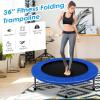 imageGiantex 36quot 38quot Foldable Rebounder Trampoline for Adults Stable ampamp Quiet Small Exercise Trampoline with Safety Pad Indoor Outdoor Mini Fitness Trampoline for Adults Kids Workout Max Load 330lbsBlue