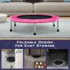 imageGiantex 36quot 38quot Folding Mini Trampoline Portable Recreational Fitness Trampoline for Adults Kids Max Load 330lbs Foldable Indoor Exercise Rebounder TrampolinePink
