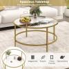 imageGiantex 36quot D Round Coffee Table  Modern Coffee Table with Tempered Glass Tabletop Metal Frame ampamp Adjustable Foot Pads Stylish Center Table for Living Room ampamp Home Office GoldGold