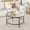 imageGiantex 36quot D Round Coffee Table  Modern Coffee Table with Tempered Glass Tabletop Metal Frame ampamp Adjustable Foot Pads Stylish Center Table for Living Room ampamp Home Office GoldBlack