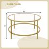 imageGiantex 36quot D Round Coffee Table  Modern Coffee Table with Tempered Glass Tabletop Metal Frame ampamp Adjustable Foot Pads Stylish Center Table for Living Room ampamp Home Office GoldGold