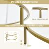 imageGiantex 36quot D Round Coffee Table  Modern Coffee Table with Tempered Glass Tabletop Metal Frame ampamp Adjustable Foot Pads Stylish Center Table for Living Room ampamp Home Office GoldGold