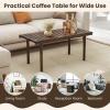 imageGiantex 39quot Wood Coffee Table Rubber Wood Center Table with Slatted Tabletop Rectangular Cocktail Table Rustic Tea Table for Living Room ampamp Reception Room Brown