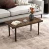 imageGiantex 39quot Wood Coffee Table Rubber Wood Center Table with Slatted Tabletop Rectangular Cocktail Table Rustic Tea Table for Living Room ampamp Reception Room Brown