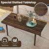 imageGiantex 39quot Wood Coffee Table Rubber Wood Center Table with Slatted Tabletop Rectangular Cocktail Table Rustic Tea Table for Living Room ampamp Reception Room Brown