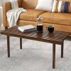 imageGiantex 39quot Wood Coffee Table Rubber Wood Center Table with Slatted Tabletop Rectangular Cocktail Table Rustic Tea Table for Living Room ampamp Reception Room Brown