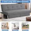 imageGiantex 3Seat Convertible Sofa Bed Long Sofa Couch w 2 Large Drawers Ergonomic Sleeper w 3 Adjustable Angles Heavy Duty Sofa Bed for Living Room Bedroom Study Room ampamp Office