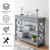 imageGiantex 3Tier Console Table with Drawers Narrow Entryway Table wStorage Shelves XDesign Sofa Side Tables for Hallway Modern Entry Tables for Foyer Living Room Bedroom BlackGrey