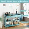 imageGiantex 3Tier Console Table with Drawers Narrow Entryway Table wStorage Shelves XDesign Sofa Side Tables for Hallway Modern Entry Tables for Foyer Living Room Bedroom BlackBlue