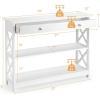imageGiantex 3Tier Console Table with Drawers Narrow Entryway Table wStorage Shelves XDesign Sofa Side Tables for Hallway Modern Entry Tables for Foyer Living Room Bedroom BlackWhite